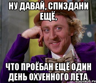 ну давай, спиздани ещё, что проёбан ещё один день охуенного лета, Мем мое лицо