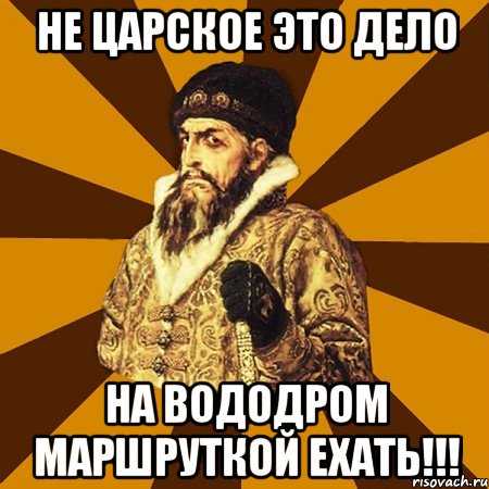 не царское это дело на вододром маршруткой ехать!!!, Мем Не царское это дело