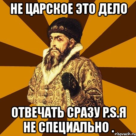 не царское это дело отвечать сразу p.s.я не специально ., Мем Не царское это дело