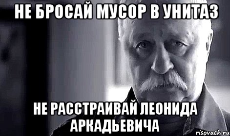 не бросай мусор в унитаз не расстраивай леонида аркадьевича, Мем Не огорчай Леонида Аркадьевича