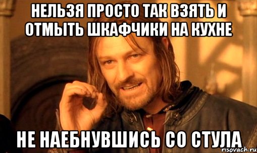 нельзя просто так взять и отмыть шкафчики на кухне не наебнувшись со стула, Мем Нельзя просто так взять и (Боромир мем)