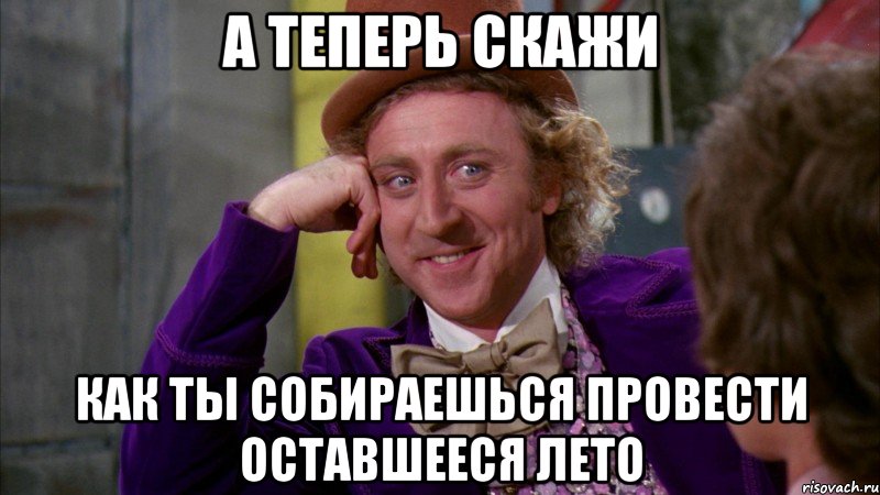 а теперь скажи как ты собираешься провести оставшееся лето, Мем Ну давай расскажи (Вилли Вонка)