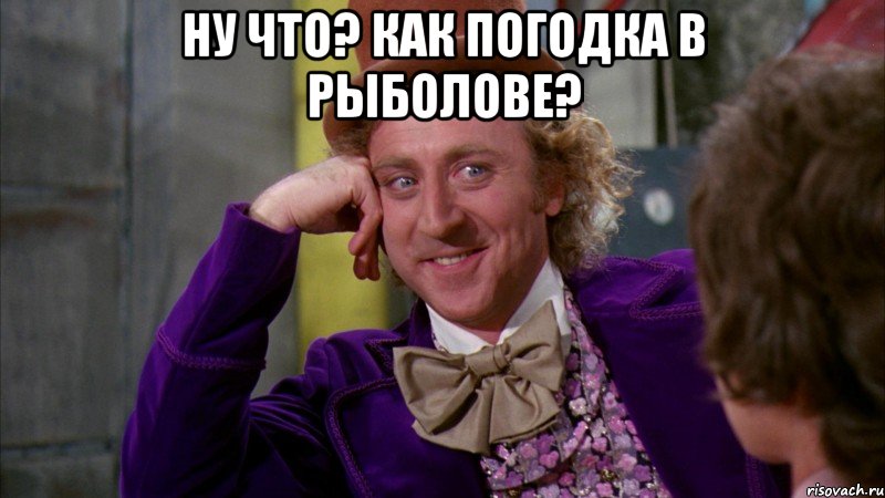 ну что? как погодка в рыболове? , Мем Ну давай расскажи (Вилли Вонка)