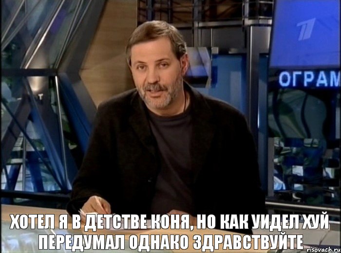 Хотел я в детстве коня, но как уидел хуй передумал однако здравствуйте, Мем Однако Здравствуйте