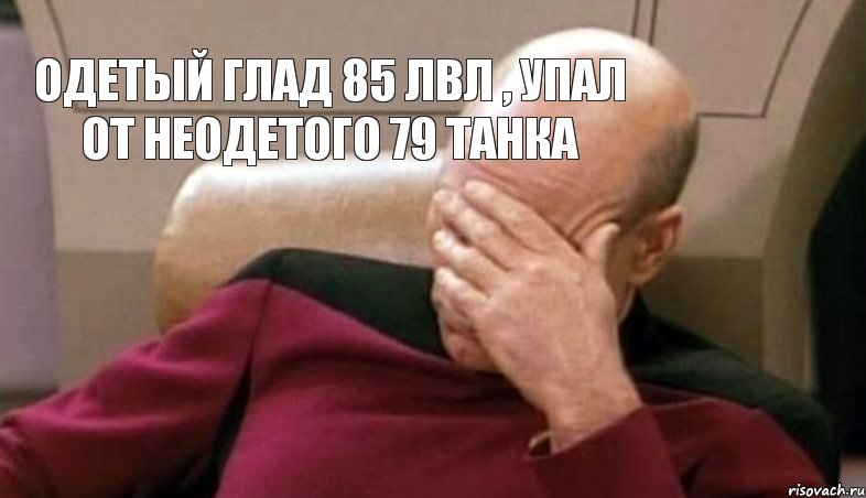 Одетый Глад 85 лвл , упал от неодетого 79 Танка