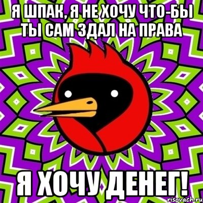 я шпак, я не хочу что-бы ты сам здал на права я хочу денег!, Мем Омская птица