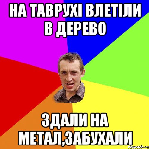 на таврухі влетіли в дерево здали на метал,забухали, Мем Чоткий паца