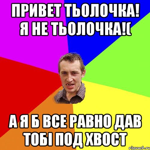 привет тьолочка! я не тьолочка!( а я б все равно дав тобі под хвост, Мем Чоткий паца