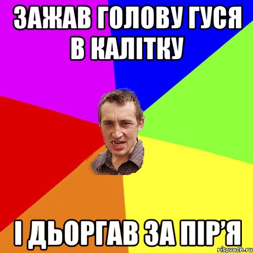 зажав голову гуся в калітку і дьоргав за пір’я, Мем Чоткий паца