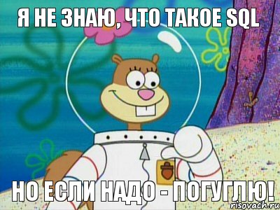 Я не знаю, что такое SQL но если надо - погуглю!