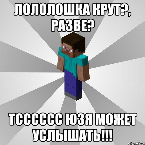 лололошка крут?, разве? тсссссс юзя может услышать!!!, Мем Типичный игрок Minecraft