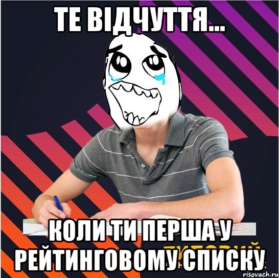 те відчуття... коли ти перша у рейтинговому списку, Мем Типовий одинадцятикласник