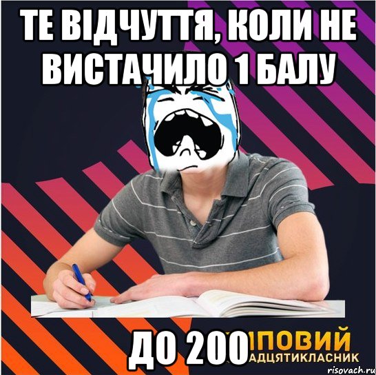 те відчуття, коли не вистачило 1 балу до 200, Мем Типовий одинадцятикласник