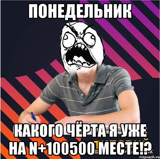 понедельник какого чёрта я уже на n+100500 месте!?, Мем Типовий одинадцятикласник