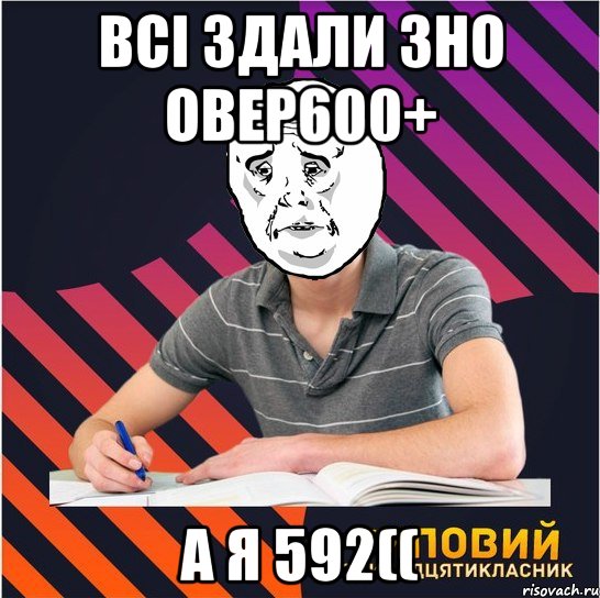 всі здали зно овер600+ а я 592((, Мем Типовий одинадцятикласник