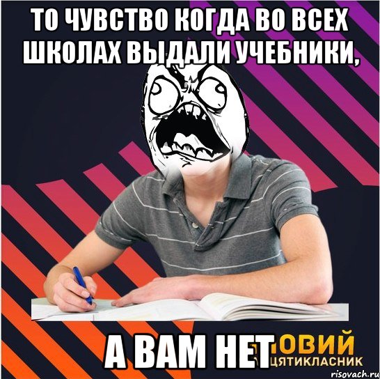 то чувство когда во всех школах выдали учебники, а вам нет, Мем Типовий одинадцятикласник