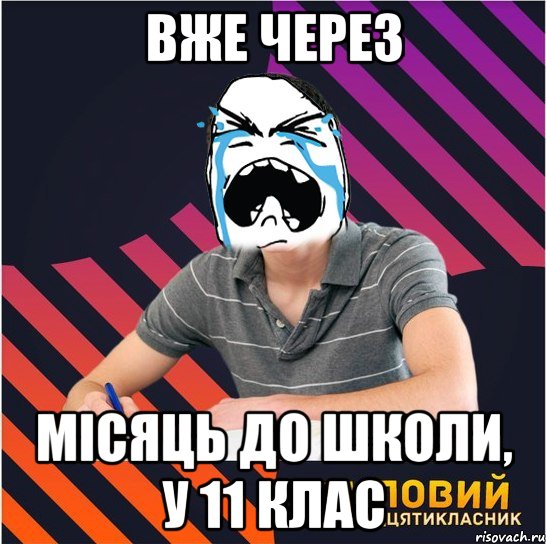 вже через місяць до школи, у 11 клас, Мем Типовий одинадцятикласник