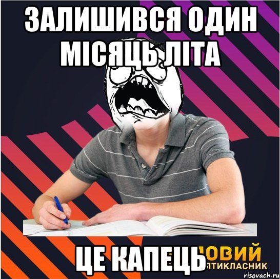 залишився один місяць літа це капець, Мем Типовий одинадцятикласник