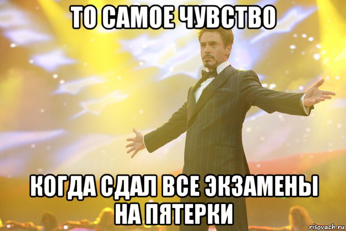 то самое чувство когда сдал все экзамены на пятерки, Мем Тони Старк (Роберт Дауни младший)