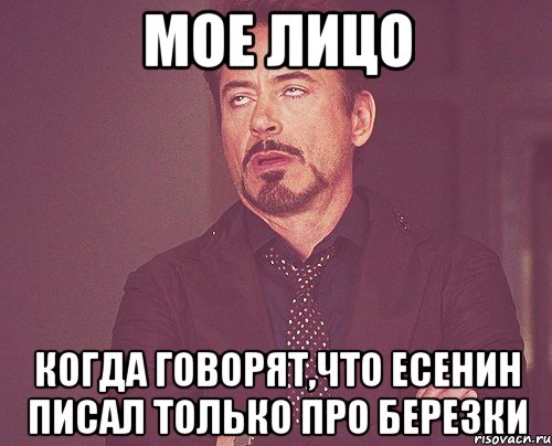 мое лицо когда говорят,что есенин писал только про березки, Мем твое выражение лица