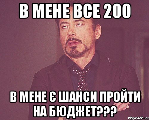 в мене все 200 в мене є шанси пройти на бюджет???, Мем твое выражение лица