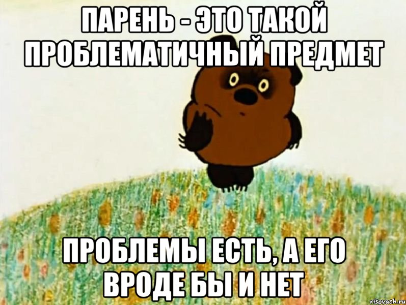 парень - это такой проблематичный предмет проблемы есть, а его вроде бы и нет, Мем ВИННИ ПУХ