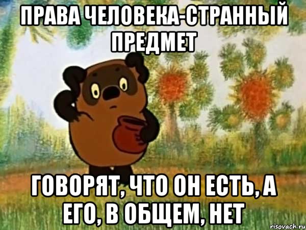 права человека-странный предмет говорят, что он есть, а его, в общем, нет, Мем Винни пух чешет затылок