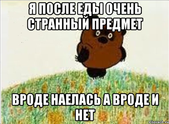 я после еды очень странный предмет вроде наелась а вроде и нет, Мем ВИННИ ПУХ