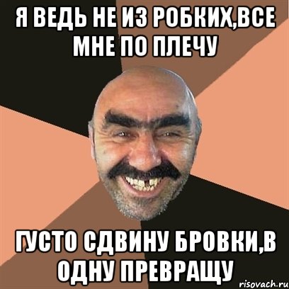 я ведь не из робких,все мне по плечу густо сдвину бровки,в одну превращу, Мем Я твой дом труба шатал