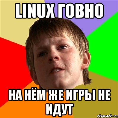 linux говно на нём же игры не идут, Мем Злой школьник