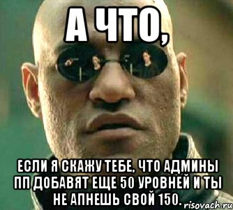 а что, если я скажу тебе, что админы пп добавят еще 50 уровней и ты не апнешь свой 150., Мем  а что если я скажу тебе