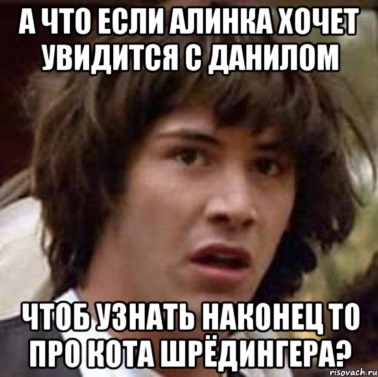 а что если алинка хочет увидится с данилом чтоб узнать наконец то про кота шрёдингера?, Мем А что если (Киану Ривз)