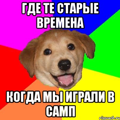 где те старые времена когда мы играли в самп, Мем Advice Dog