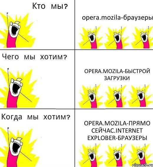 opera.mozila-браузеры opera.mozila-быстрой загрузки opera.mozila-прямо сейчас.internet explober-браузеры, Комикс Что мы хотим