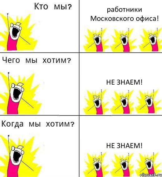 работники Московского офиса! не знаем! не знаем!, Комикс Что мы хотим