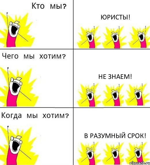 ЮРИСТЫ! НЕ ЗНАЕМ! В РАЗУМНЫЙ СРОК!, Комикс Что мы хотим