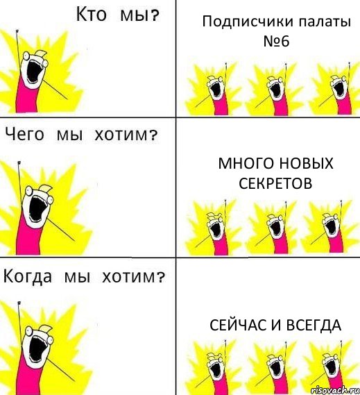 Подписчики палаты №6 Много новых секретов Сейчас и всегда, Комикс Что мы хотим