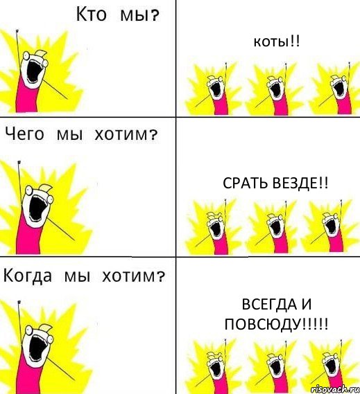 коты!! срать везде!! всегда и повсюду!!!, Комикс Что мы хотим