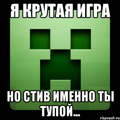 я крутая игра но стив именно ты тупой..., Мем Creeper