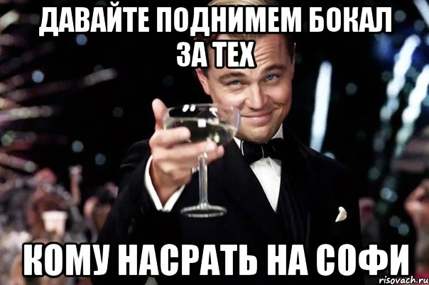 давайте поднимем бокал за тех кому насрать на софи, Мем Великий Гэтсби (бокал за тех)