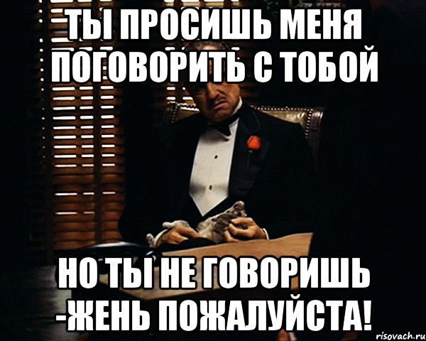 ты просишь меня поговорить с тобой но ты не говоришь -жень пожалуйста!, Мем Дон Вито Корлеоне