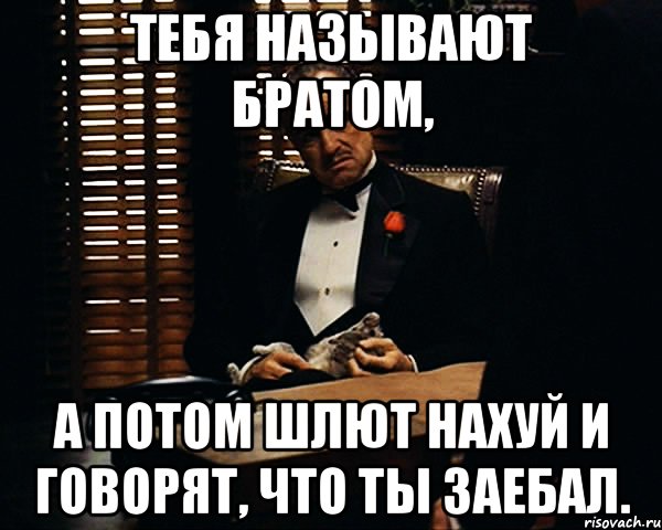 тебя называют братом, а потом шлют нахуй и говорят, что ты заебал., Мем Дон Вито Корлеоне