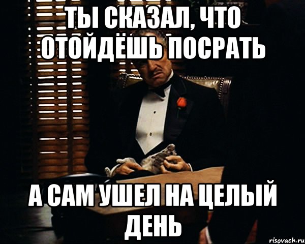 ты сказал, что отойдёшь посрать а сам ушел на целый день, Мем Дон Вито Корлеоне