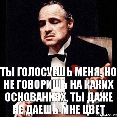 Ты голосуешь меня, но не говоришь на каких основаниях, ты даже не даешь мне цвет, Комикс Дон Вито Корлеоне 1