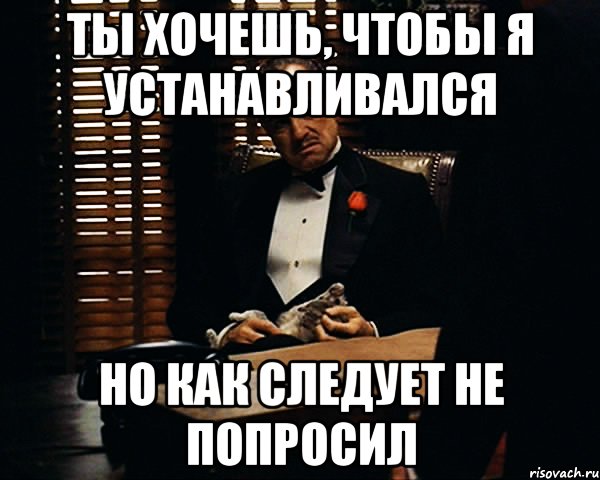 ты хочешь, чтобы я устанавливался но как следует не попросил, Мем Дон Вито Корлеоне