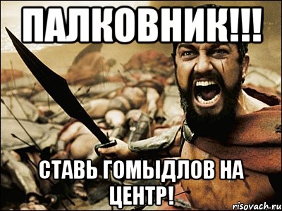 палковник!!! ставь гомыдлов на центр!, Мем Это Спарта