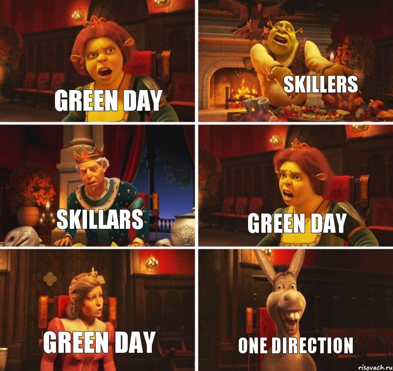 Green Day Skillers Skillars Green Day Green Day One Direction, Комикс  Шрек Фиона Гарольд Осел