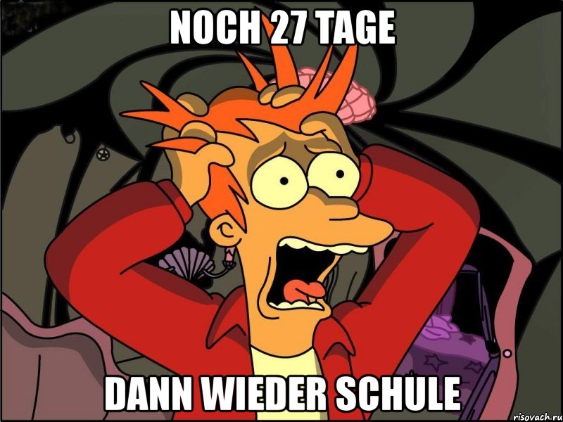 noch 27 tage dann wieder schule, Мем Фрай в панике