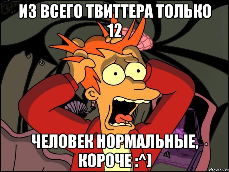 из всего твиттера только 12 человек нормальные, короче :^), Мем Фрай в панике