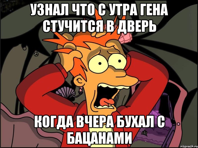 узнал что с утра гена стучится в дверь когда вчера бухал с бацанами, Мем Фрай в панике